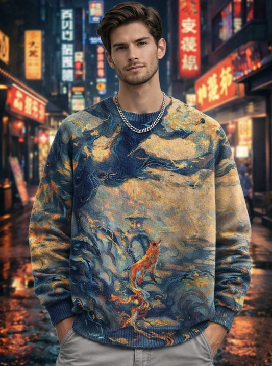Unisex Casual Printed Hoodie - Stylish Painting Design - zuazun